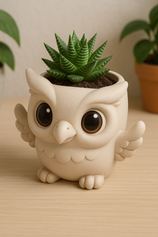 Cute Owl Planter STL – Minimalist Animal Pot | 3D Printable File