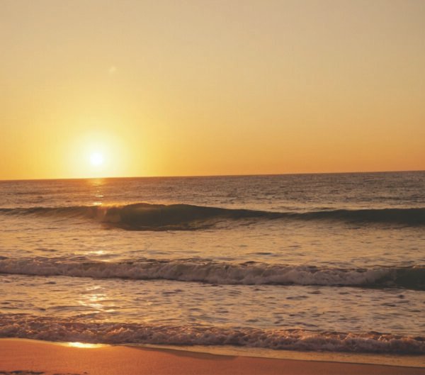 Sunset Beach Photography Print – Golden Ocean Waves Fine Art, Warm Coastal Landscape, Serene Nature Wall Decor