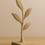 Minimalist botanical sculpture STL file for 3D printing. Modern plant decor, clean design, perfect for home and office decoration.