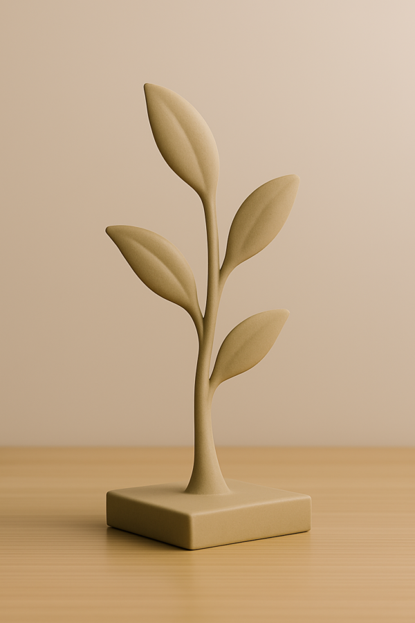 Minimalist botanical sculpture STL file for 3D printing. Modern plant decor, clean design, perfect for home and office decoration.