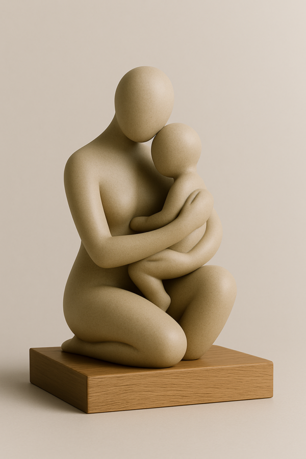 Minimalist Mother and Child Sculpture STL – Modern Emotional Art | 3D Printable File