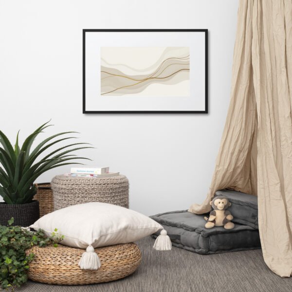 Minimalist Abstract Wave Art – Neutral Line Flow Wall Print – Modern Aesthetic Home Decor