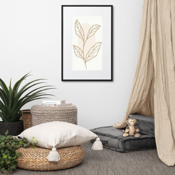 Minimalist Botanical Line Art Print – Neutral Leaf Illustration, Modern Scandinavian Decor, Elegant Beige Wall Art