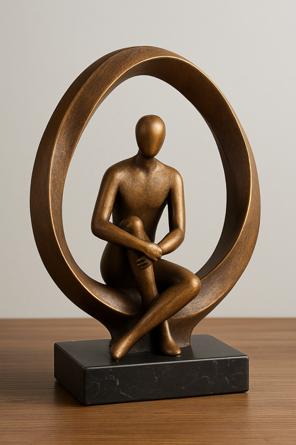 Minimalist Bronze Figure Sculpture – Modern 3D Printable Art for Home & Office Decor